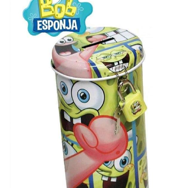 Hucha cilíndrica c/candado Bob Esponja